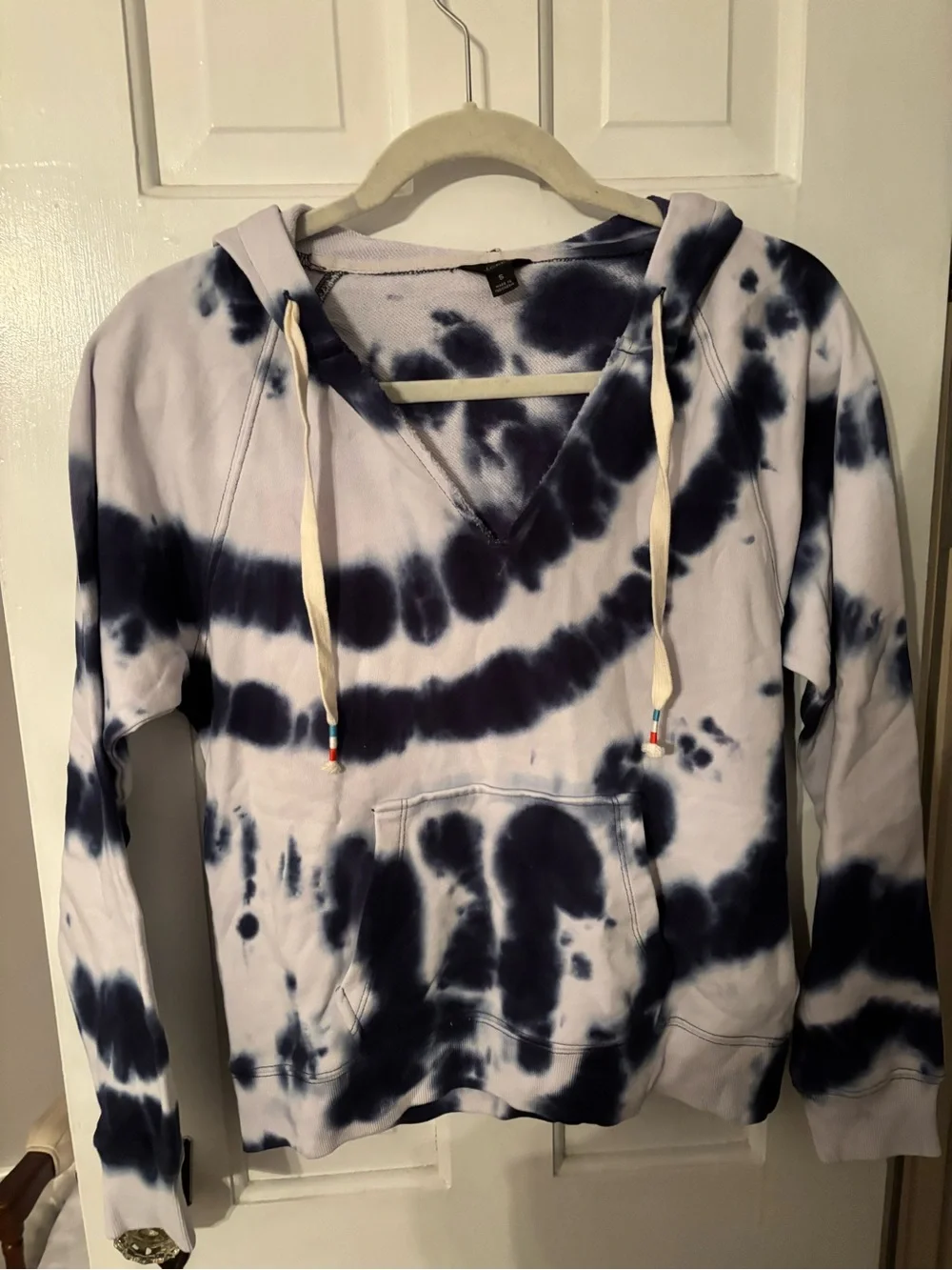 J Crew Navy Tie-Dye V-Neck Hoodie